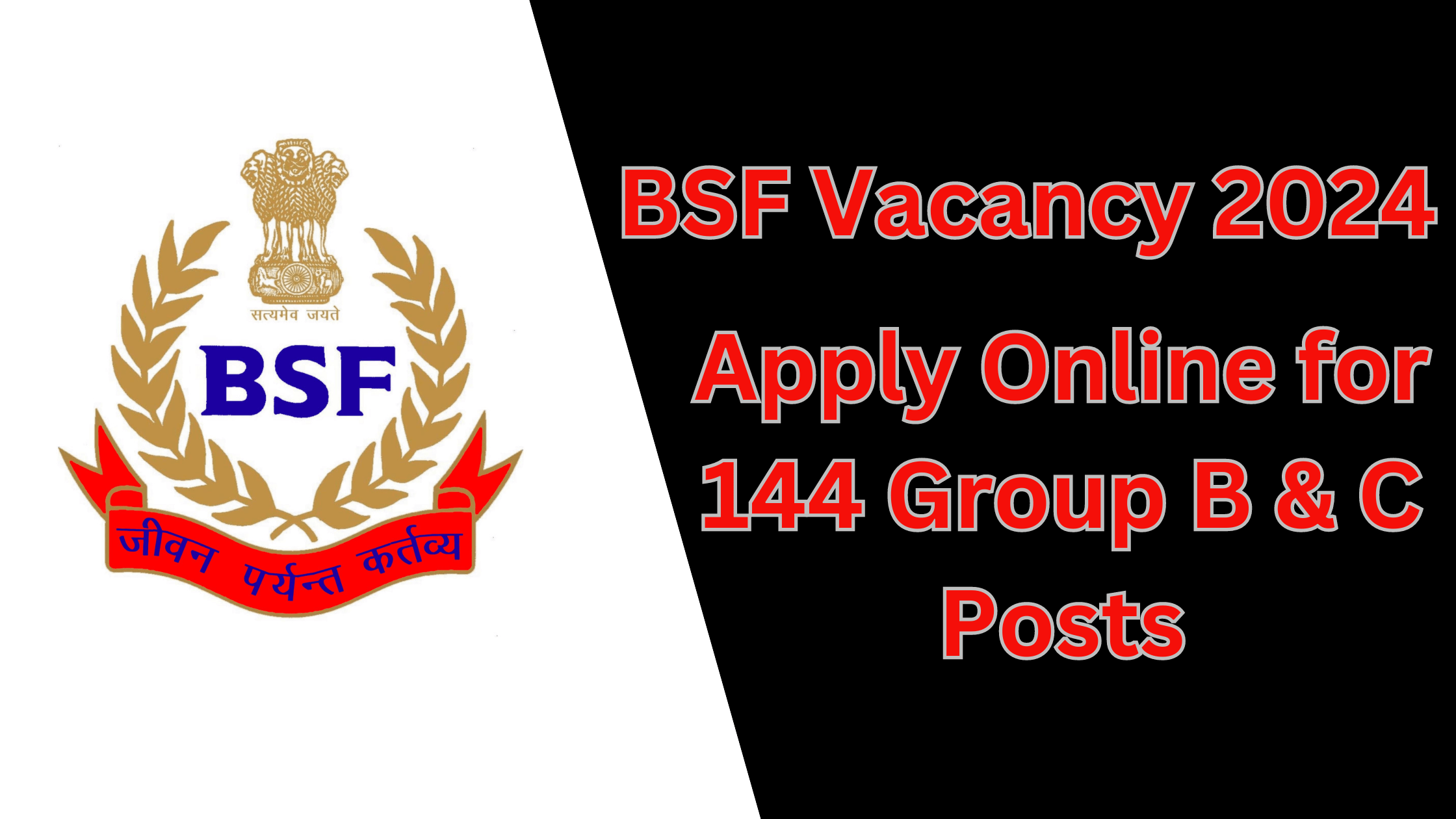 BSF Vacancy 2024 – Apply Online for 144 Group B & C Posts